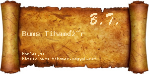 Bums Tihamér névjegykártya